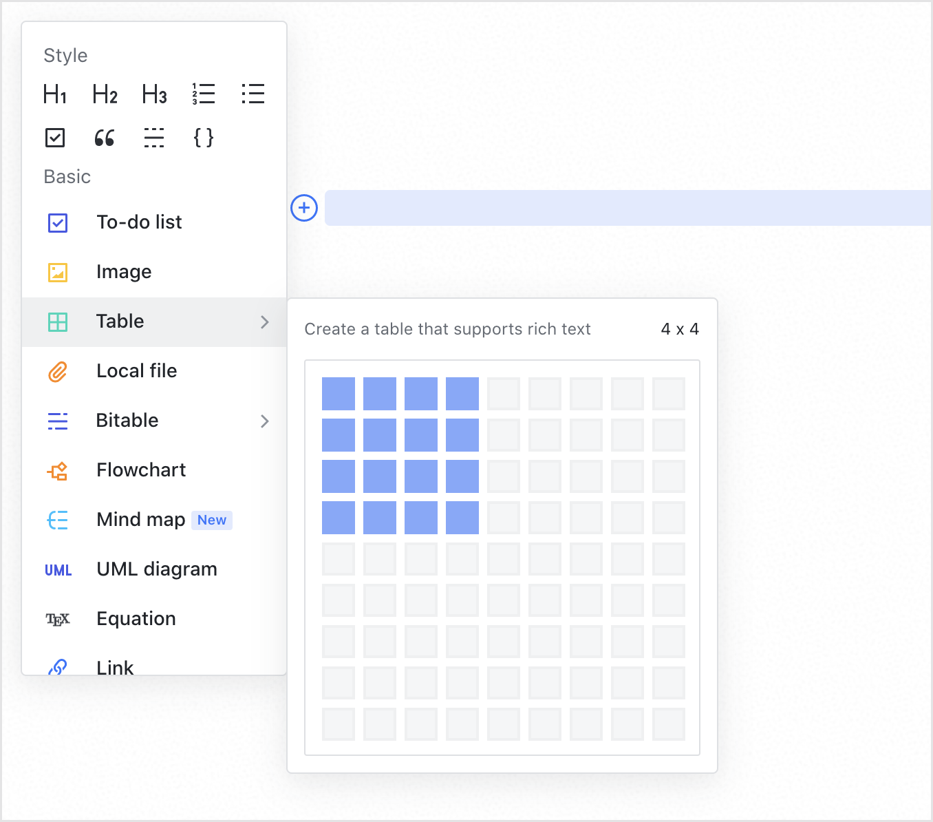 Edit tables in docs