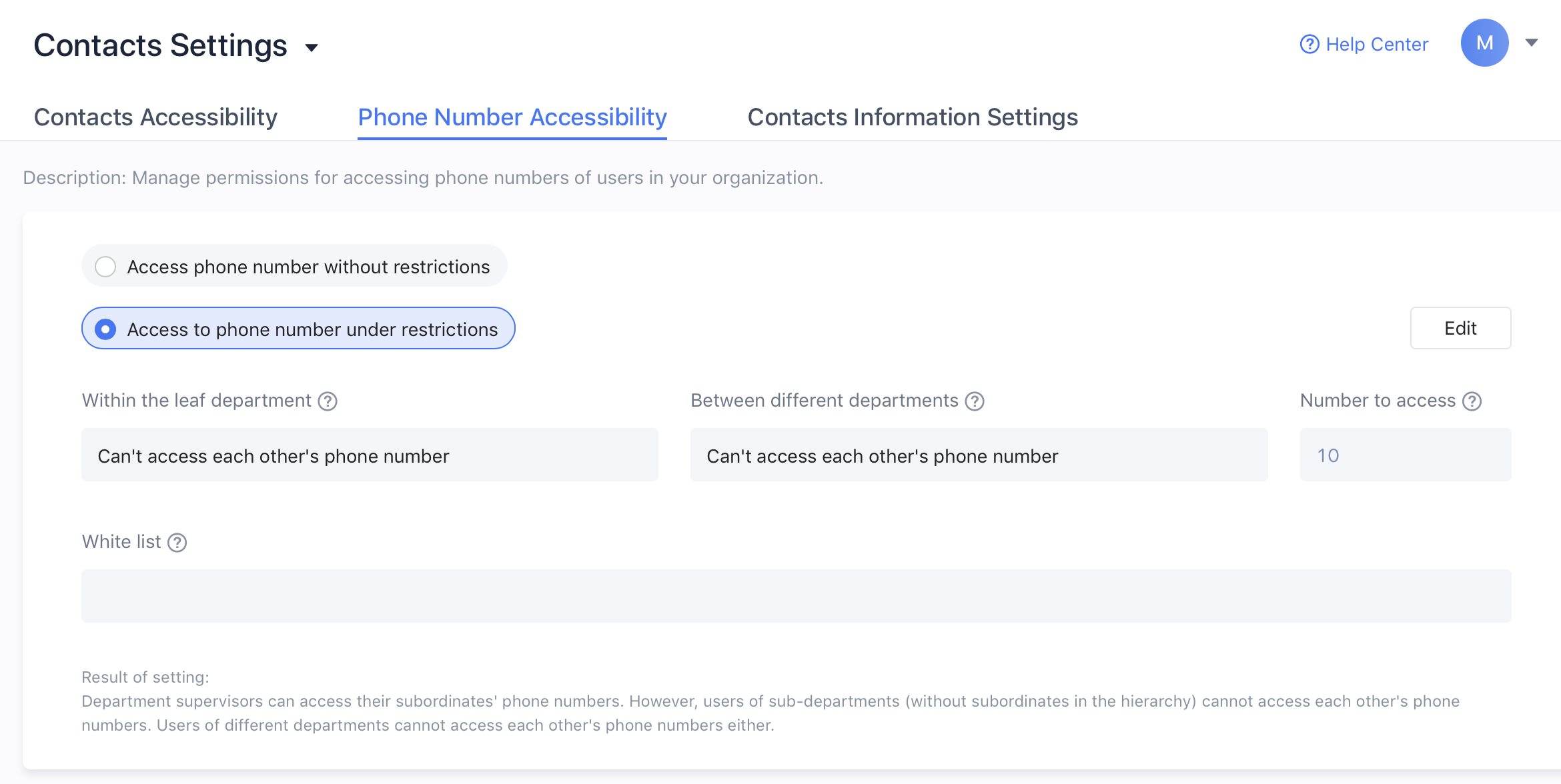 Control phone number access